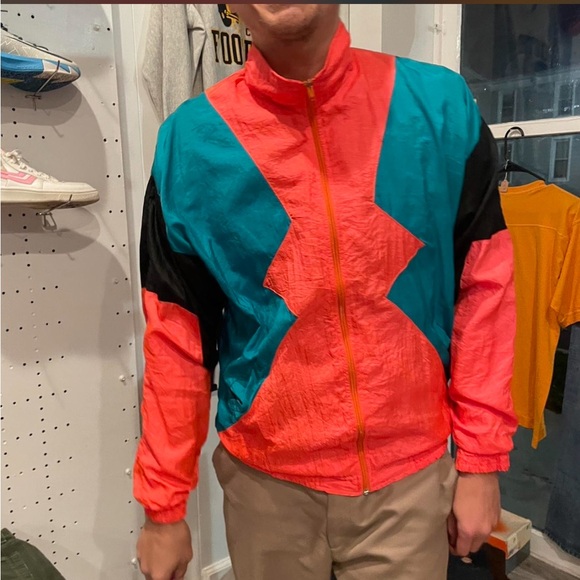 Vintage miami dolphins colorway windbreaker teal orange black colorblock 80s - Picture 2 of 3